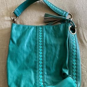 Carlos emerald green leather purse/tote bag.